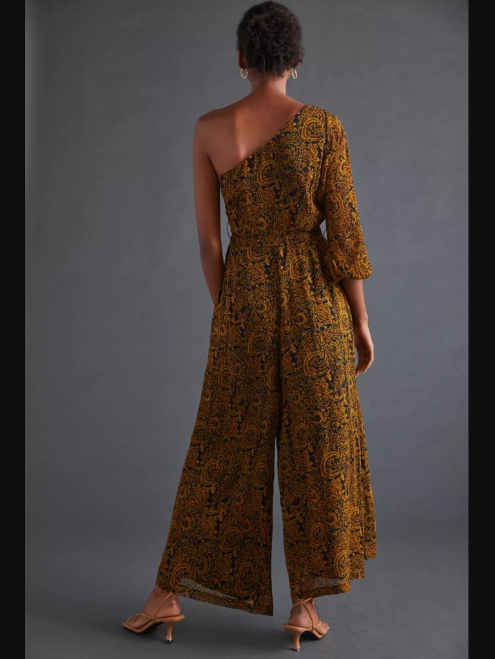 NWT Anthropologie Ollari Paisley One-Shoulder Jumpsuit, Size L - Picture 2 of 16